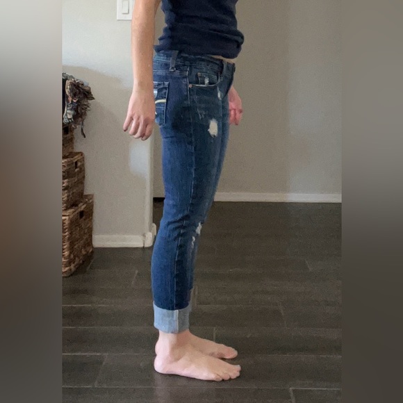 American Eagle distressed, skinny 77, stretch, low rise, jeans size 0 Reg - Picture 2 of 10